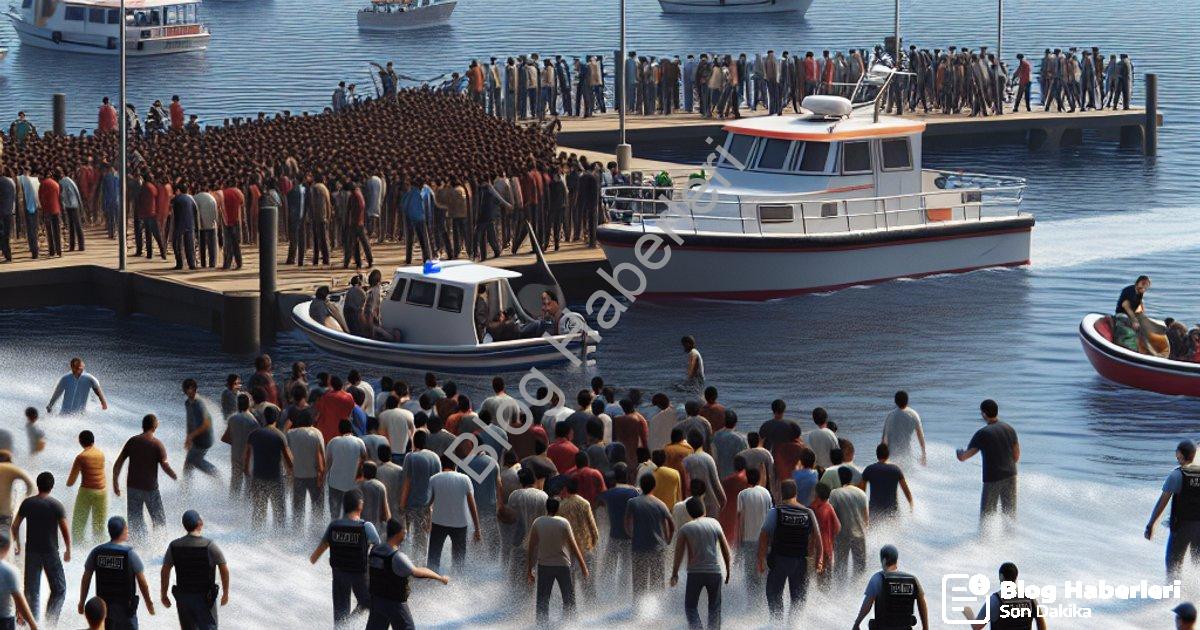 "İzmir Sahillerinde Yoğun Mesai: 120 Düzensiz Göçmen İşlem Gördü" başlıklı haber için fotorealistik,
