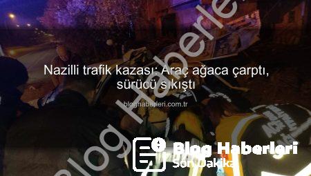 Nazilli trafik kazası: Araç ağaca çarptı, sürücü sıkıştı